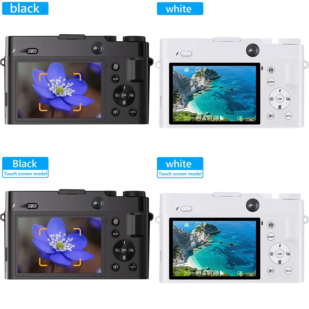 4K 64MP Digital Camera Dual Lens Cameras with Anti-Shake Flash 16X Digital Zoom Compact Camera for Photography and Video