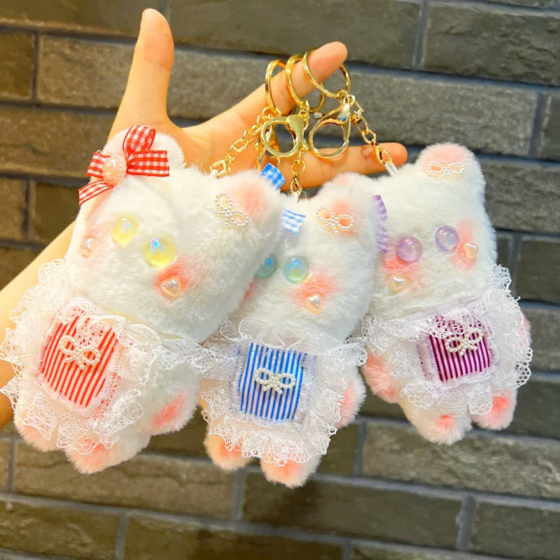 

15cm Cartoon Cute Bib Bear Plush Keychain Pendant Doll Soft Stuffed Animals Plush Toys Kids Bag Backpack Doll Couple Gifts