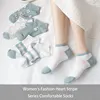 6 Pairs of Women's Spring and Summer Cute Bears Sweet Heart-shaped Stripes Fashion Trend Comfortable Low-cut Socks 1