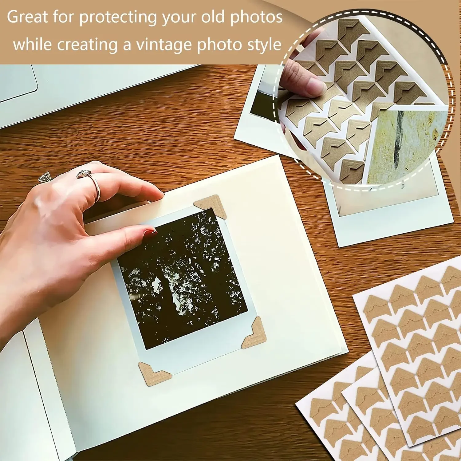 Photo Albums Corner Stickers Kraft Paper Scrapbooking Decoration DIY Picture Photo Album Journal Corner Sticker Corner Stickers 240/24PCS