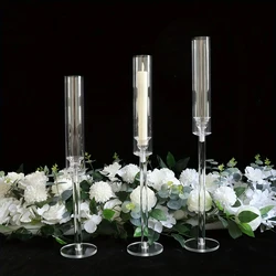 10set=30 Pcs Crystal Candle Holders Acrylic Candlestick Road Lead Candelabra CenterPieces Wedding Porps Christmas Deco