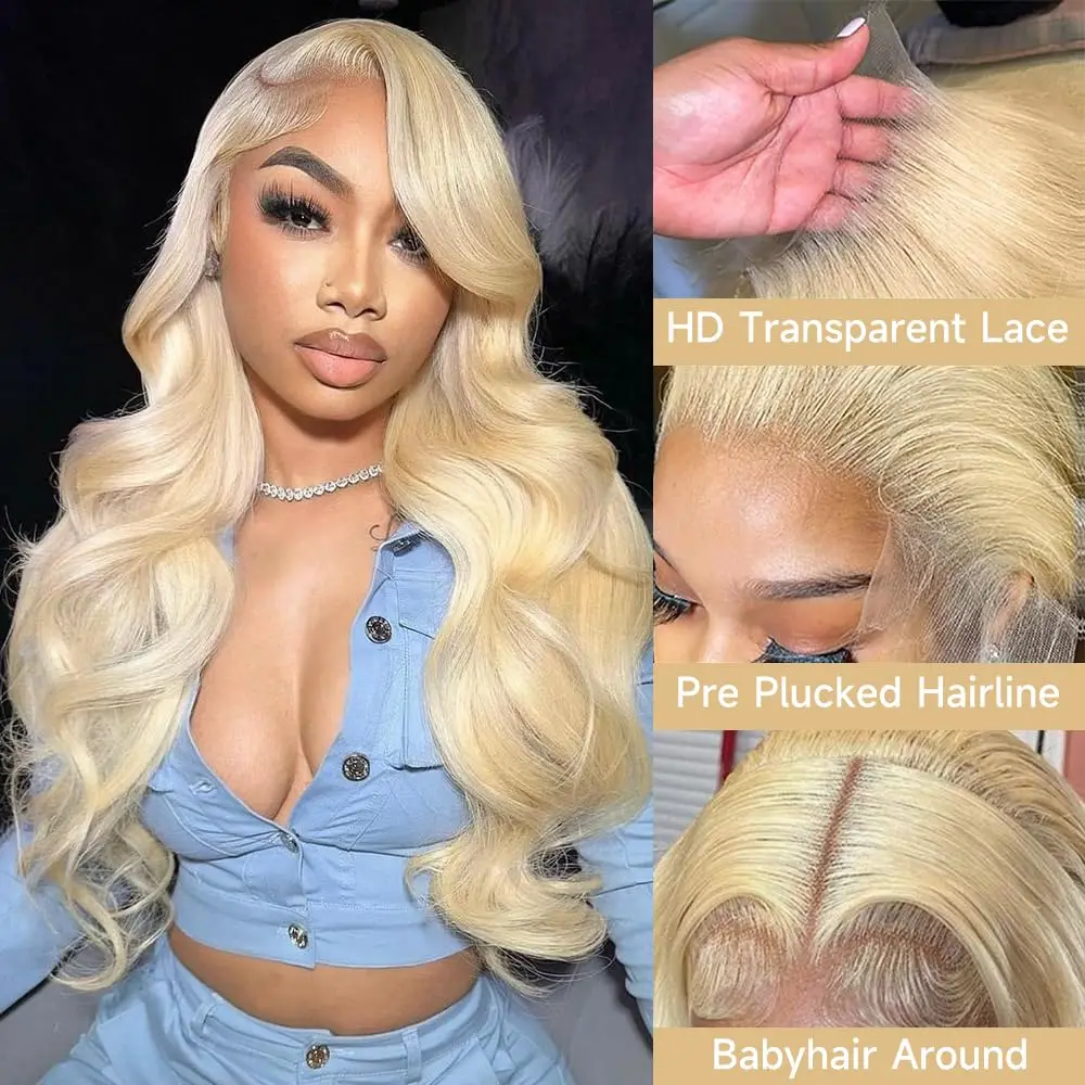 613 Lace Front Wig Human Hair 200% Density Blonde Wig Human Hair Body Wave 13x6 HD Lace Front Wigs Human Hair Pre Plucked 30Inch