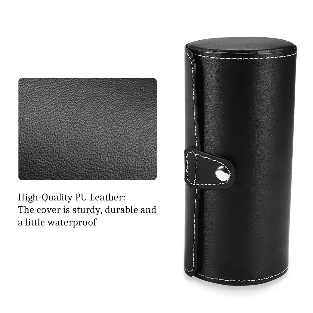 Watch Storage Box PU Leather Roll Travel Watch Box 3 Grids Cylinder Roll Holder Wristwatch Jewelry Gift Storage Display Case Watch Storage Box Watch Storage Bag Watch Storage Pouch