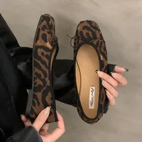 2024 Summer Leopard New Brand Women Flat Shoes Fashion Leopard Print Ladies Elegant Shallow Slip On Soft Ballerinas Shoes 1