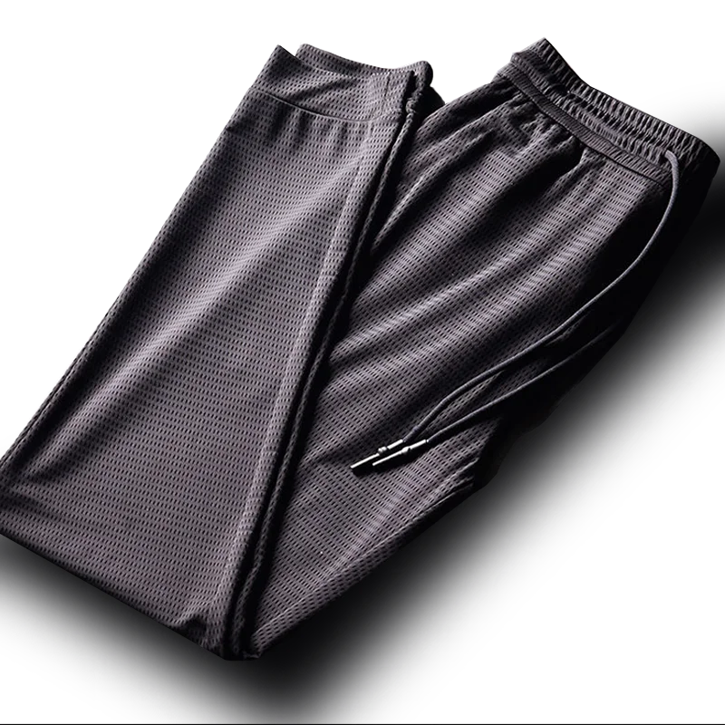 Hose Herren Sommer dünne Mesh atmungsaktive Eis hose Kordel zug gerade lose Stretch schnell trocknen Freizeit hose Pantalones Hombre – Detail 7