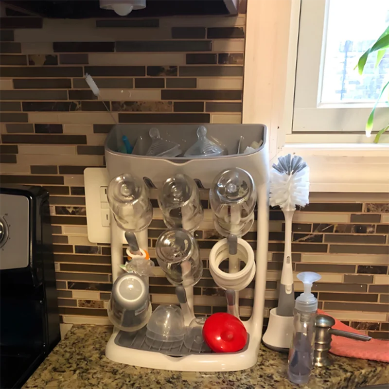 Baby Bottle Drying Rack Space Saving Countertop Organiser Tray_voghion.com