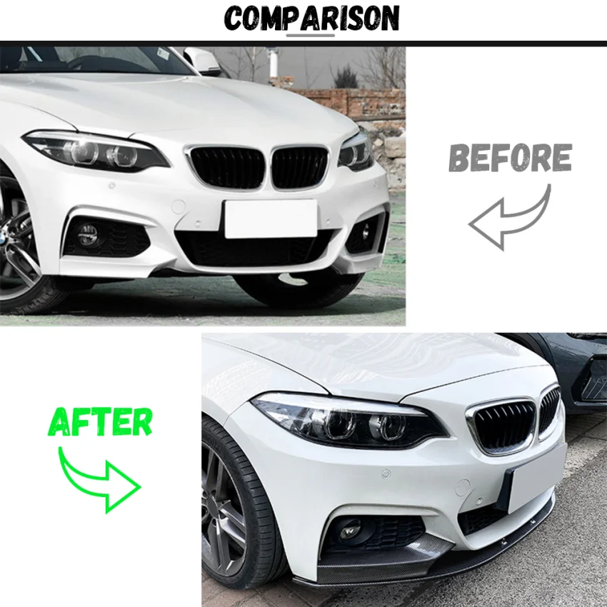 BMW 2 시리즈 F22 F23 M235i M240i M-Sport 2014-2021 차량용 프론트 범퍼 스포일러 립 스플리터 바디 키트 범퍼 립 턱 디퓨저