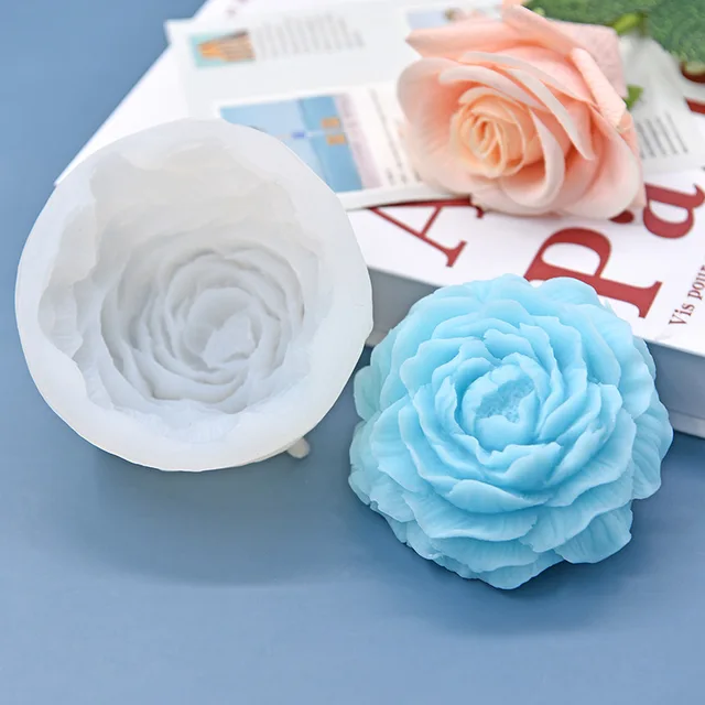 5PCS 3D Large Peony Silicone Candle Mold 3