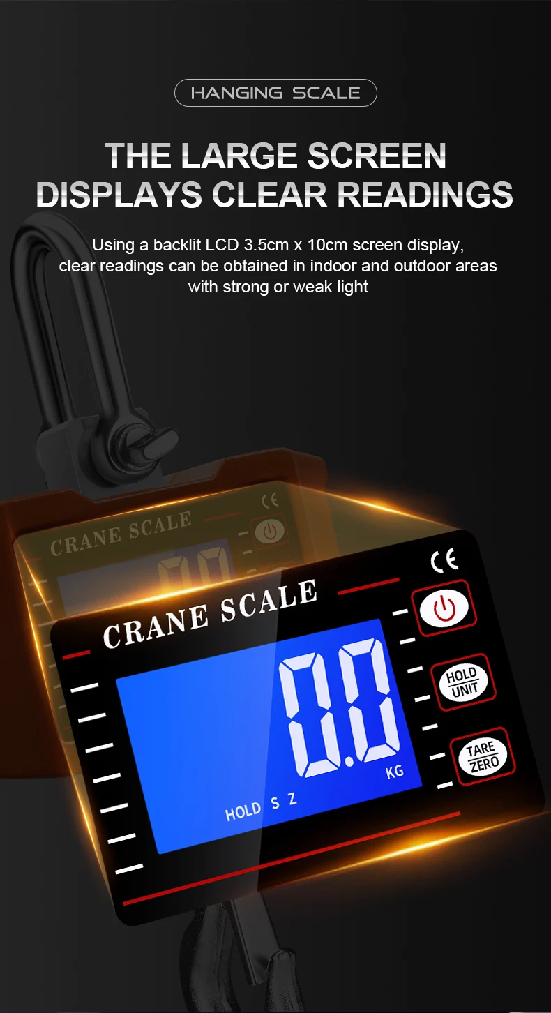 Description Picture 6 of itemDigital Hanging Scale 1500kg Weigher Tools 1000KG Heavy Duty Crane Scales LCD Steel Industrial Auto Lock Hook Weighing Blance