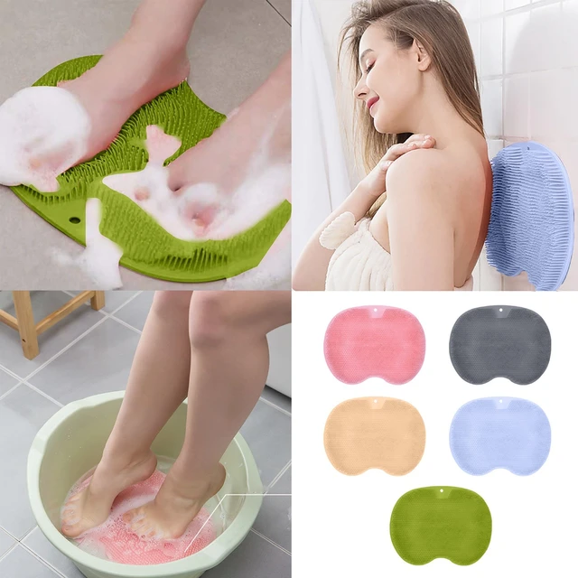 1Pcs Back Scrub Brush Foot Scrubber Reusable Silicone Brush Floor Mat  Multifunctional Suction Cup Wall Pad Foot Bath Tools