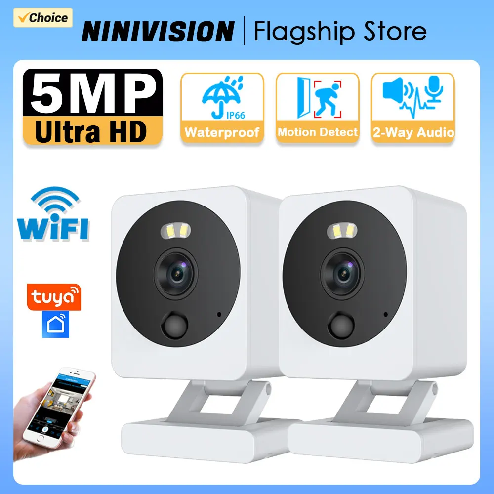 5MP MINI Outdoor WiFi Camera Waterproof 2-Way Audio Smart Home HD Video ...