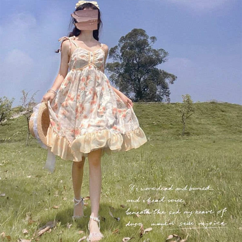 【値下げ可】JILTU twinkle dress Kawaii Summer Dress Lolita Jsk Sweet Sunflower Japanese
