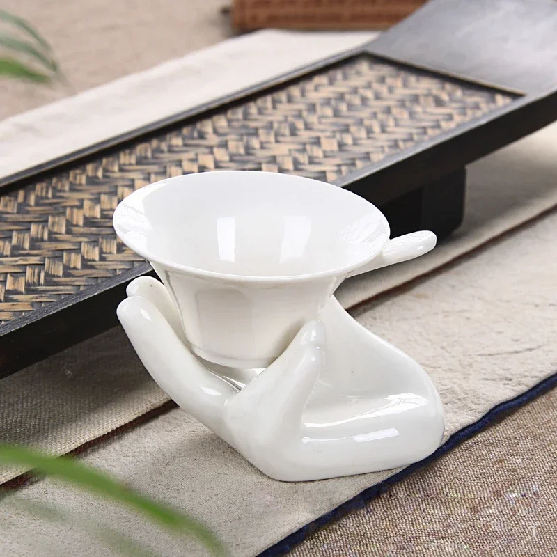 Ceramic Egg Storage Tray Hand Shape Kitchen Egg Cup Holder Office Desktop Business Card Moxa Stick Stand Beauty Egg Rack 1Pcs