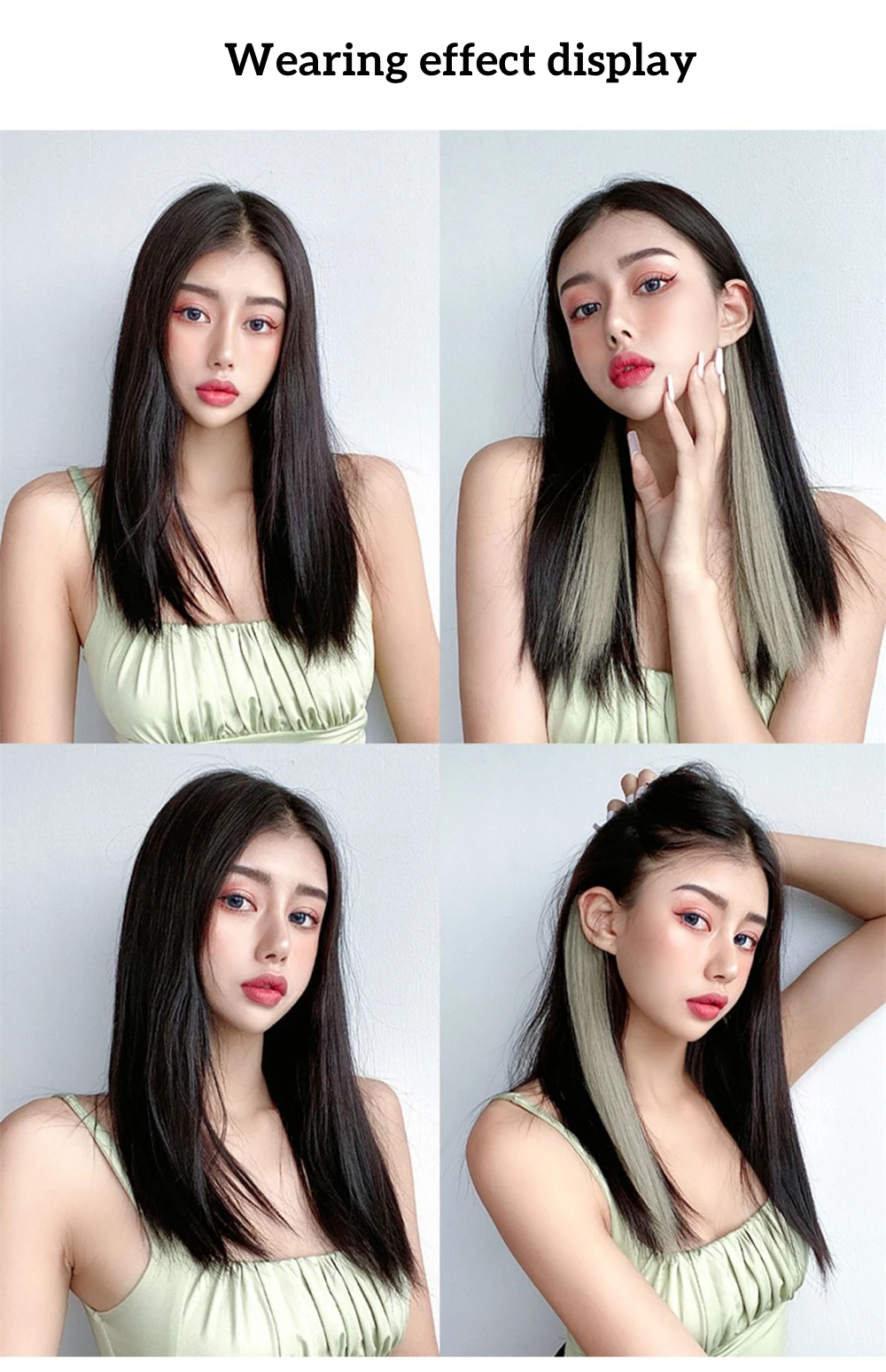 VaaJee Synthetic Clip Wigs Women Heat Resistant Straight Hair Extensions With Clips Multicolor Crochet Braid Hair For Teen Girls
