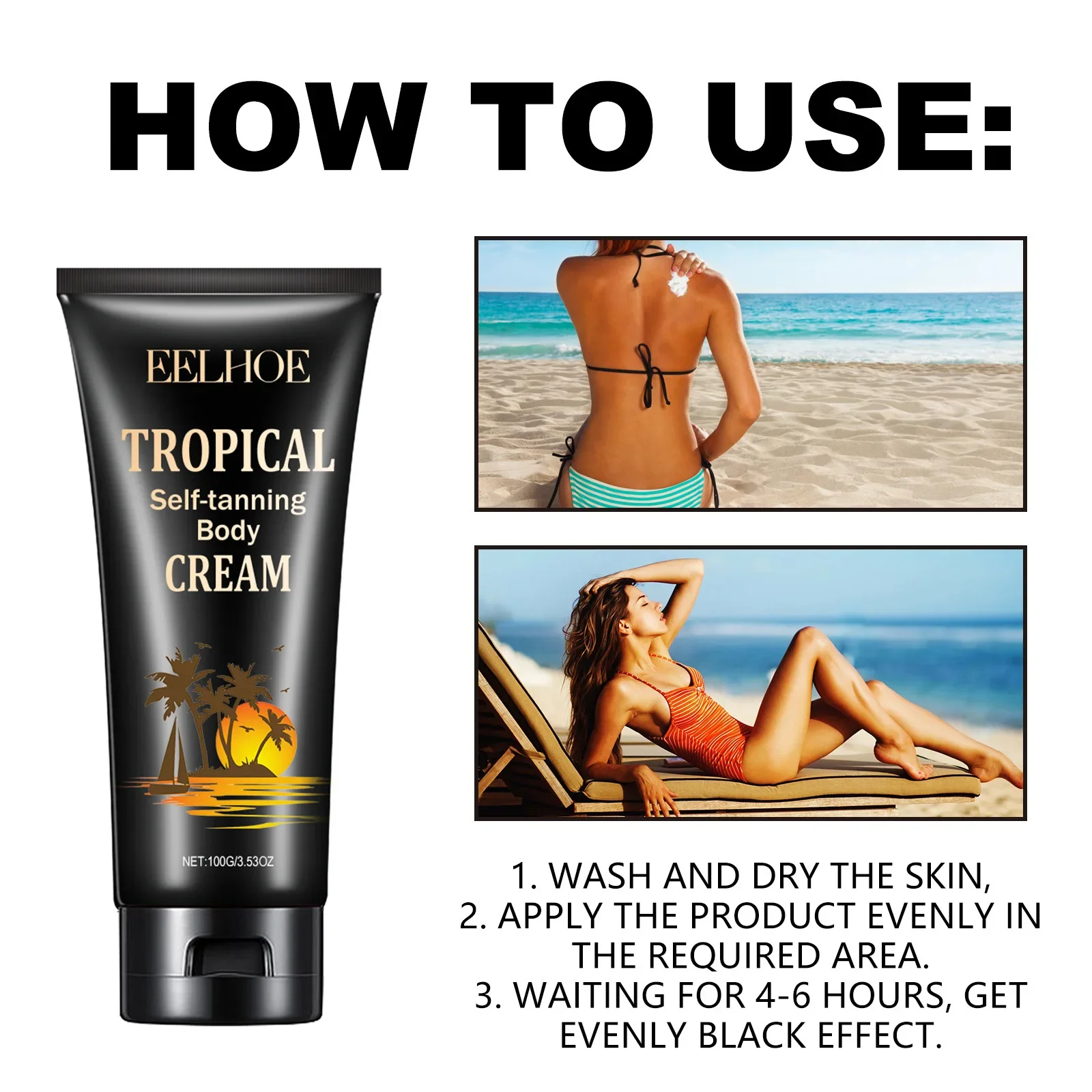 Body Self-Tanning Cream Self Tanner Quick Tanning Accelerator Body Natural Bronzer Dark Wheat Color Moisturizing Fake Tan Cream