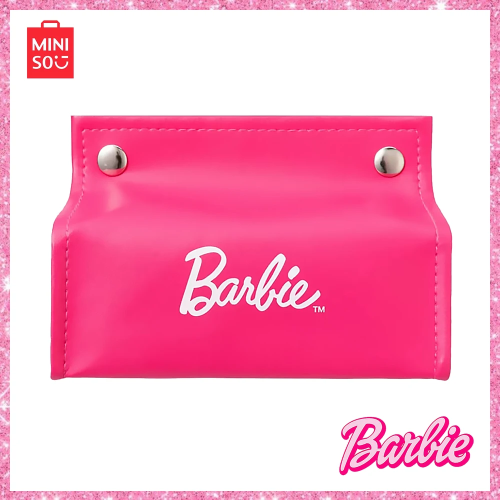 

Miniso Famous Innovation Excellent Product Barbie Pvc Drawout Paper Box Home Creative High Beauty Living Room Tissue Cover Gift