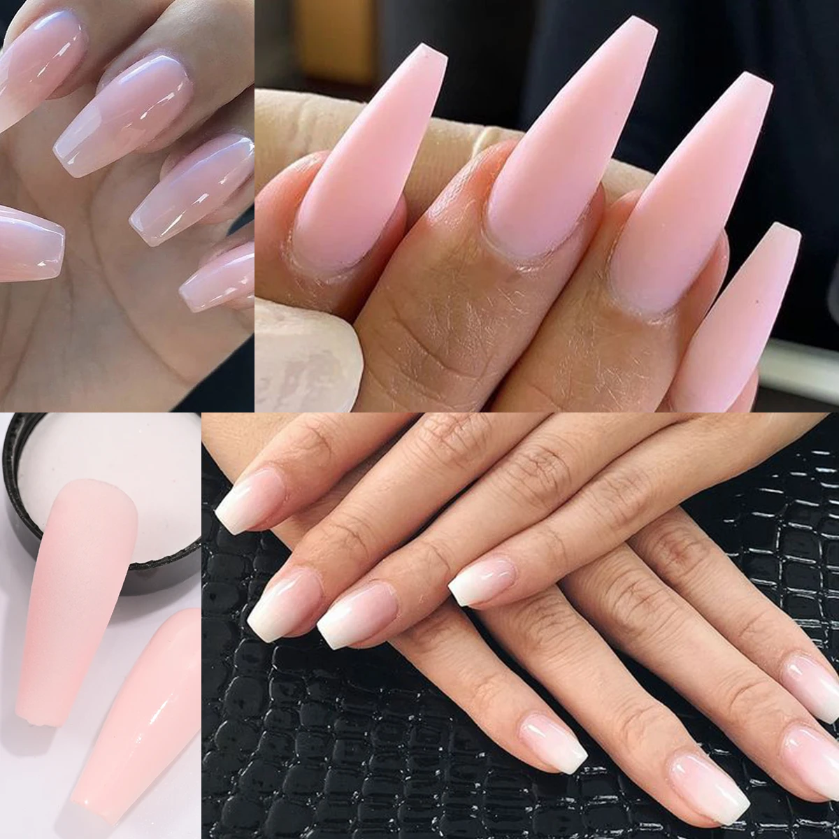 Acrylic Nail Powder 6jars Nude Pink Nail Art Acrylic Powder 10g/bottle Crystal Powder Pigment For Nails Extension/Carving/Dipping 3in1 Nails Dust
