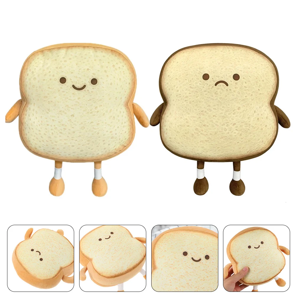 

2pcs Plush Bread Toy Decorative Simulation Toast Plush Toy Model for Home Office