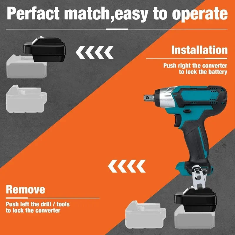 Adaptador De Batería Dewalt 20V A Makita 18V - Con Puerto USB Y Luz LED, Para Herramientas Inalámbricas, No Incluye Cargador