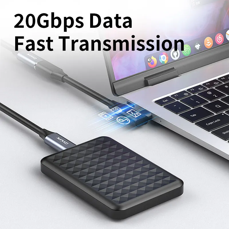Unnlink Premium USB C Extension Cable with 20Gbps Speed and 100W Power Delivery