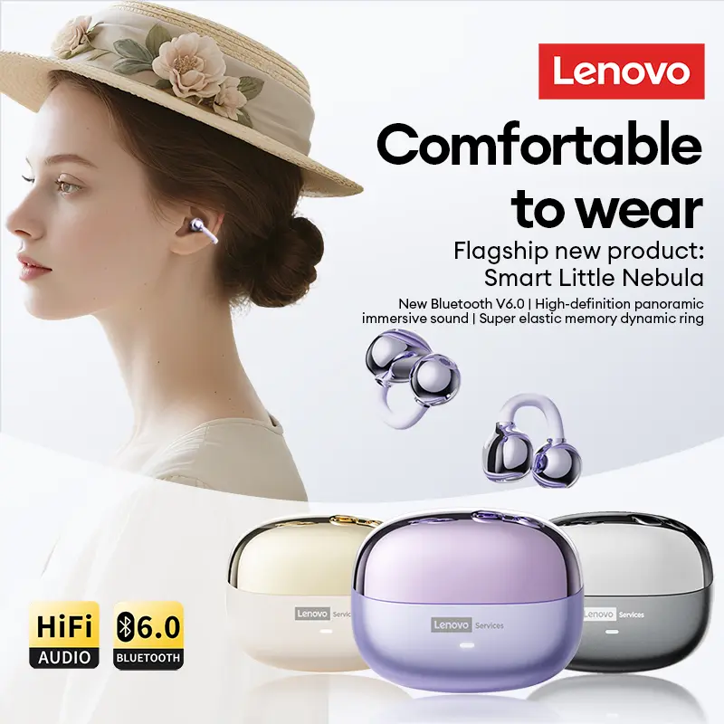 Choice Lenovo LE302 OWS Ear clip Wireless Earphones Low Latency HD Call Bluetooth Headphones HiFi Music Sport Fashion Earbuds - Image 3