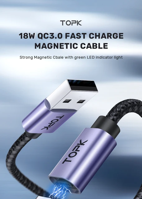 Phone Charger Topk Magnetic Tips TOPK Magnetic Charging Cable 3A