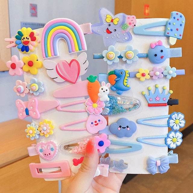 14 Pcs Girls Summer Hair Clips Set Cute Cartoon Candy Barrettes