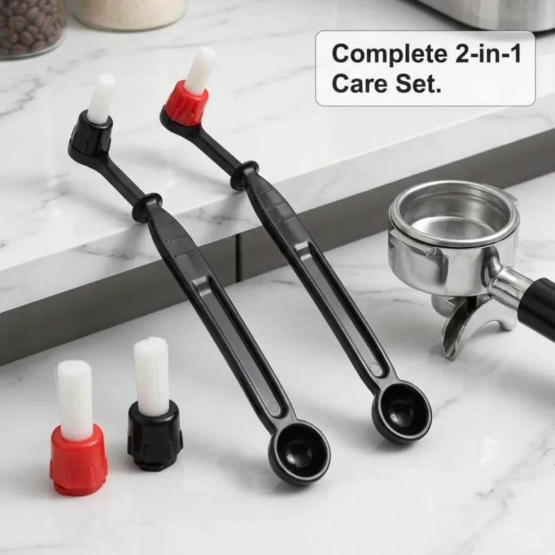 Espresso Machine Cleaning Brush with Spoon - Barista Accessories Tool