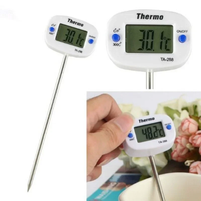 1 Pcs Portable Home Kitchen Electronic Thermometer Stainless Steel Insert Food Liquid Water Oil Food Thermometer Kitchen Tool