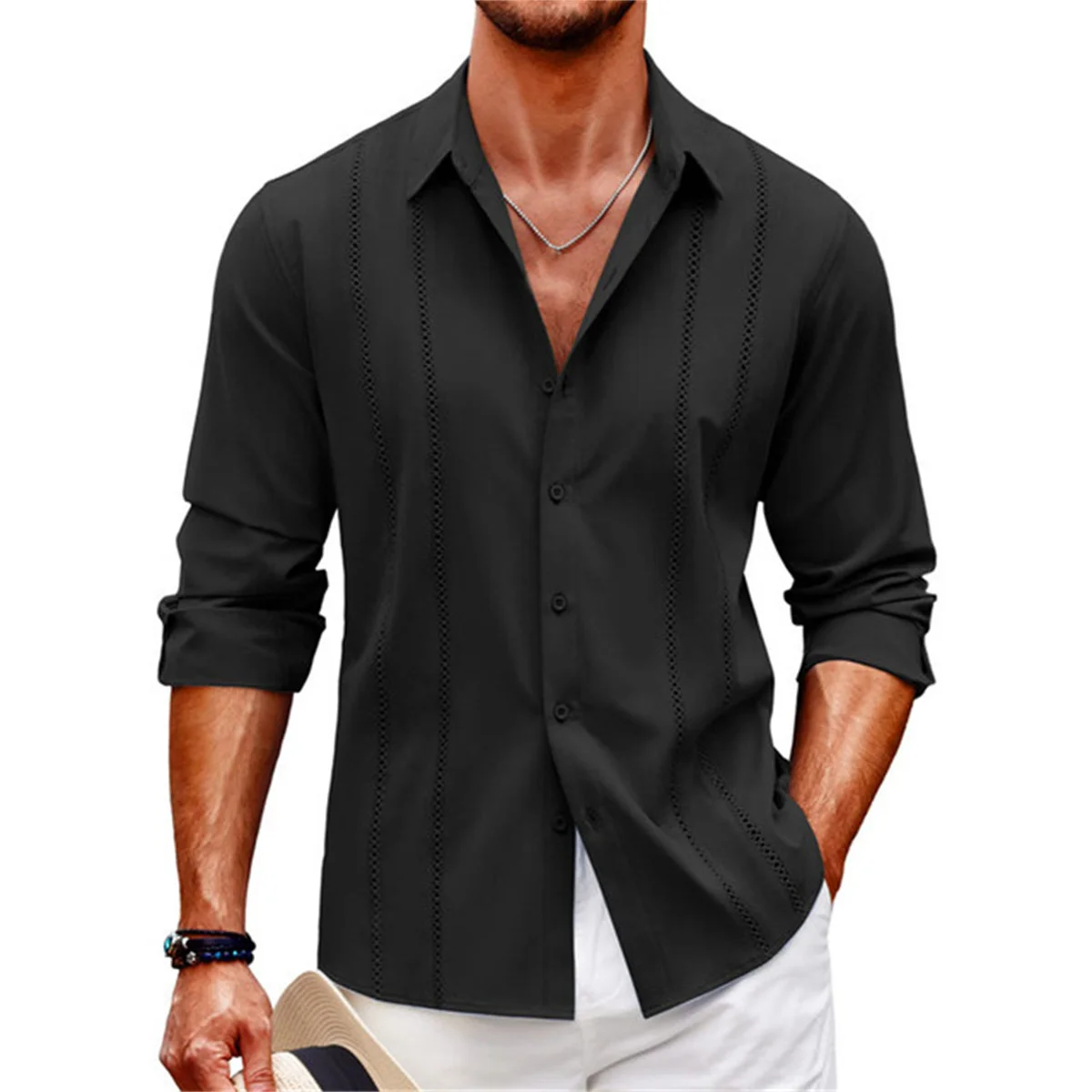 

Рубашка мужская летняя с длинным рукавом, Гавайский пляж, для отпуска, с длинным рукавом, однотонная, с 3D-принтом размера плюс