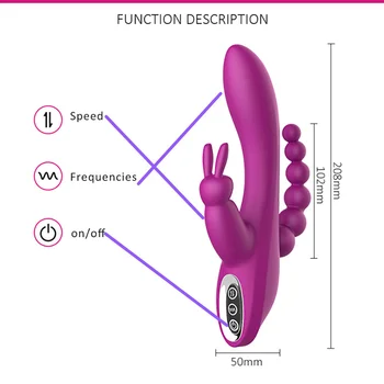 3 In 1 Dildo Rabbit Vibrators For Woman Clitoris Massage Anal Beads Sex Toys For Adults G-Spot Stimulation Female Masturbator 4