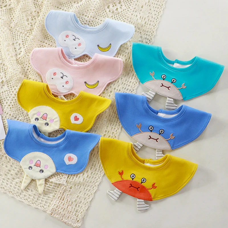 

3Pcs Towel Baby Cotton Newborn Bib Boy Girl Waterproof Bibs Cartoon Round Petal-shaped Scarf Baby Stuff Baby Bibs