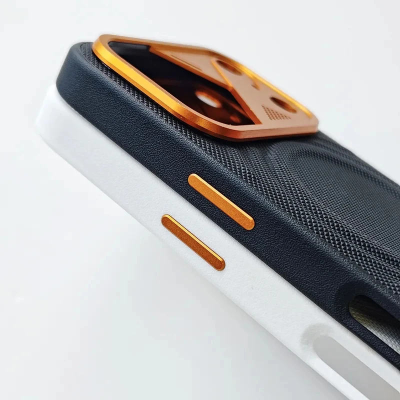 Luxury Wave PU Leather Magnetic Case with Magsafe Wireless Charging and Precise Camera Bumper Cover