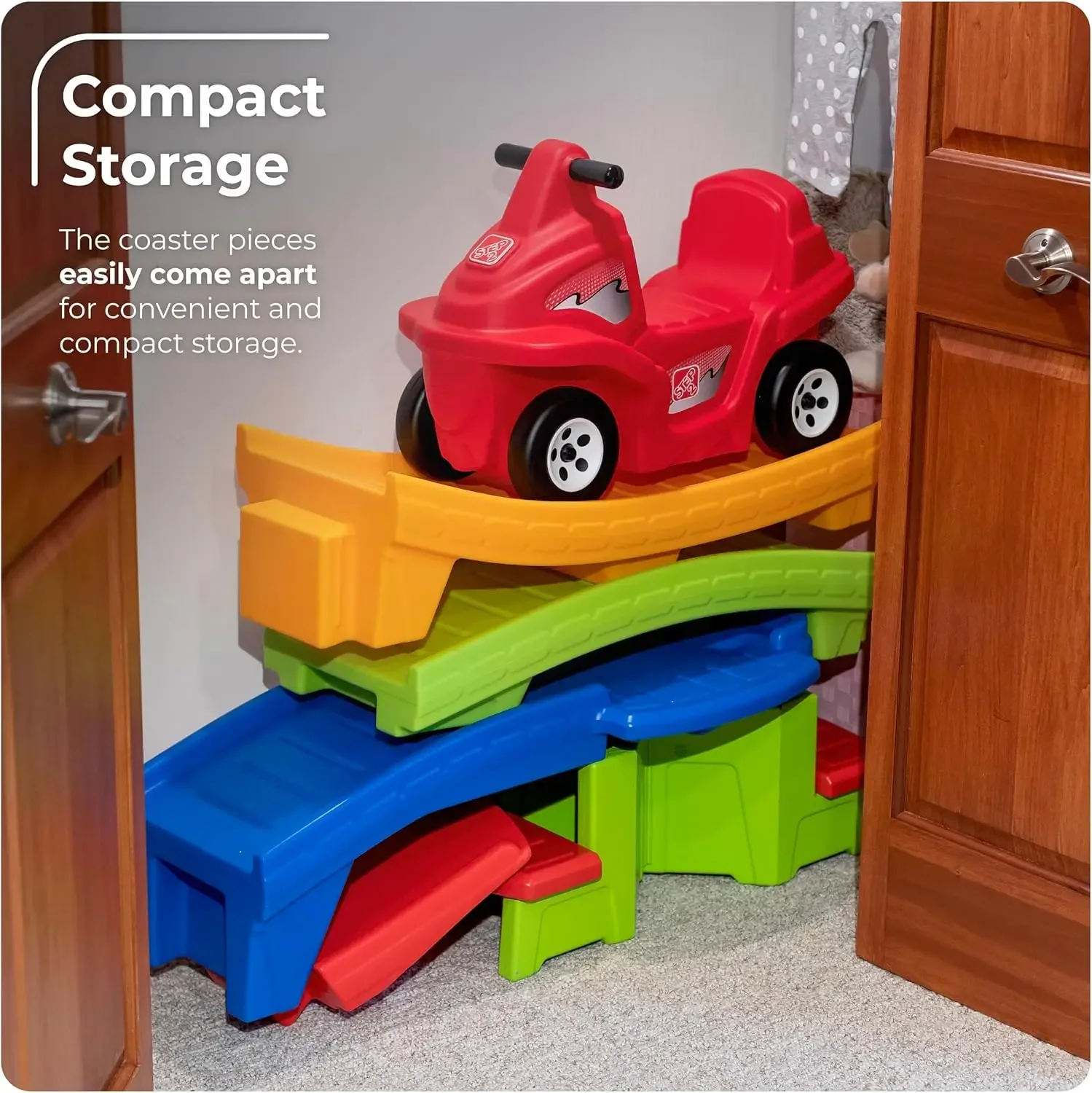 Roller Coaster Kids Toy, Ride On Push Car, Indoor/Outdoor Playset, Toddlers 2-5 Years Old, Compact Storage, Max