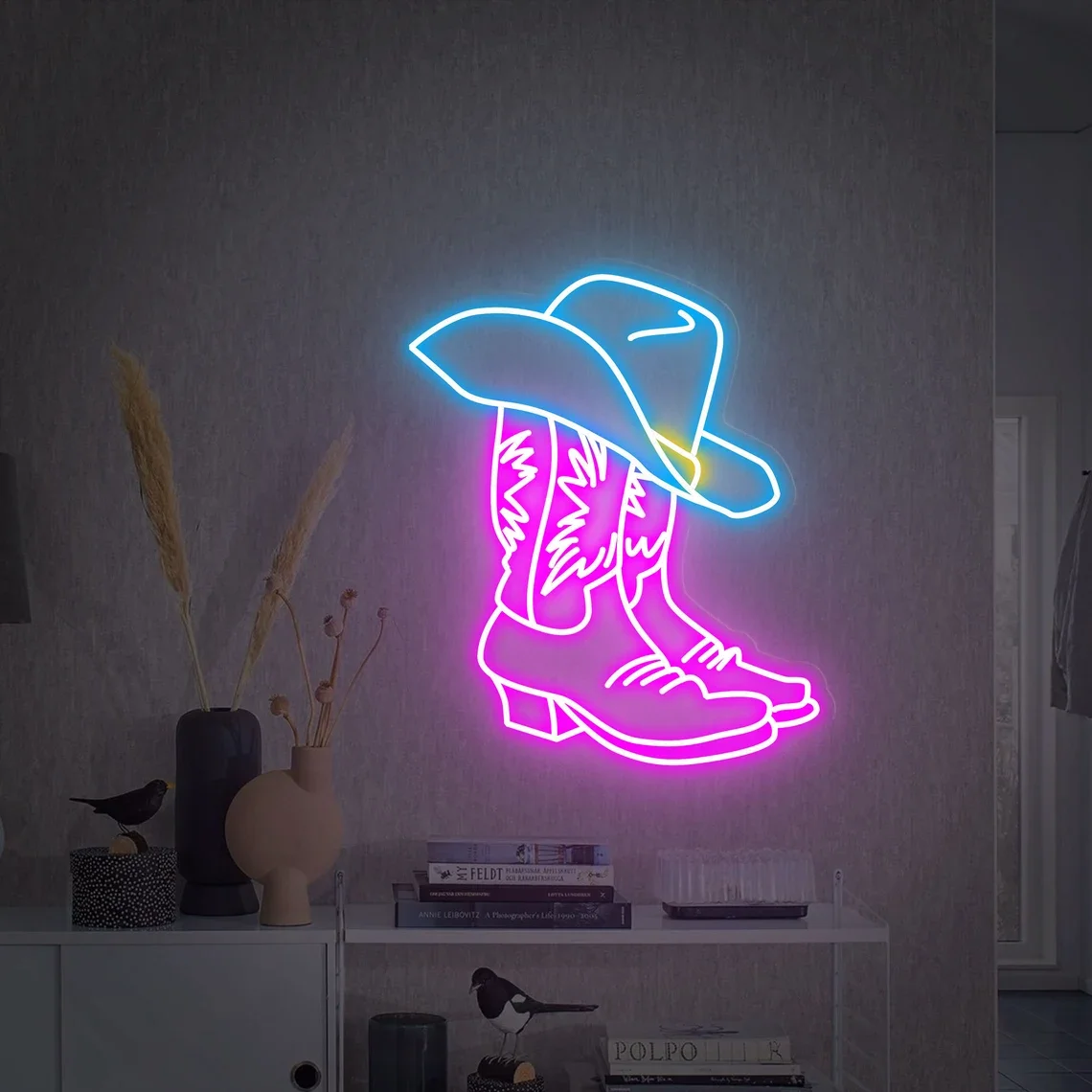 

Cowboy Boots Neon Sign Cowboy Hat Led Sign Bedroom Wall Decor Boots and Hat Girl Room Decor Western Home Decor