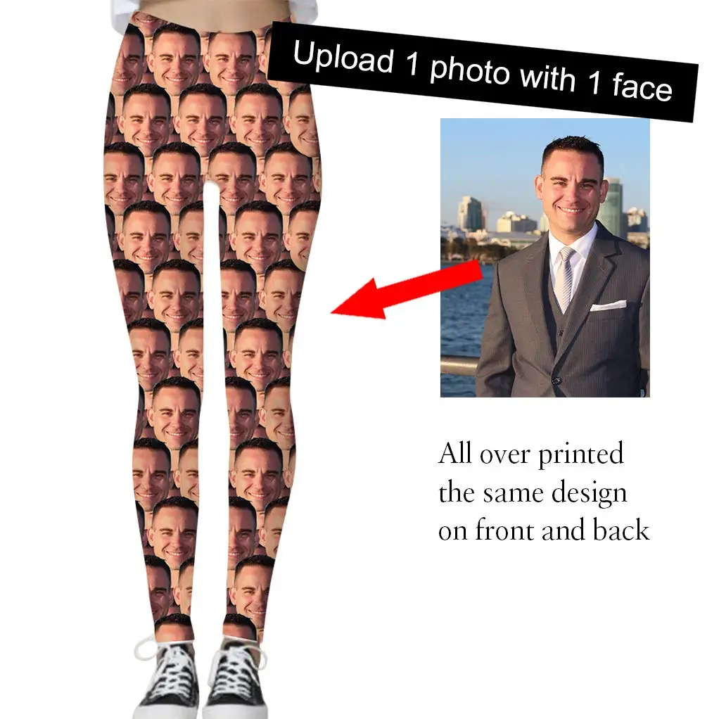 DIY-Anpassung, Gesichts-Leggings, personalisierte Leggings mit Bild, entwerfen Sie Ihre eigenen Yoga-Hosen, Damen-Halloween-Cosplay-Leggings