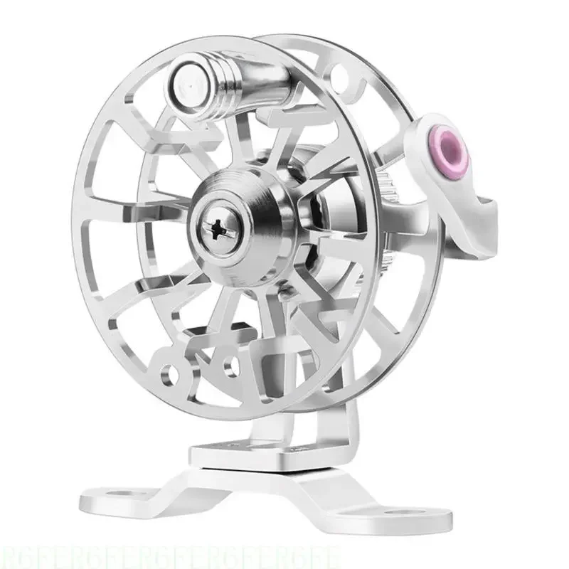 Description Picture 6 of item652F Handheld 53mm Mini Fly Wheel for Trout Pike Ice Fishing Tackle Fishing Reel Aluminum Alloy 50g Lightweight Upgraded Base
