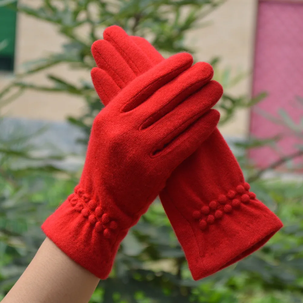 [BYSIFA] Autumn Winter Noble Purple Mittens Gloves Spring Women Pure Wool Gloves New Thick Warm Touch Screen Ladies Gloves