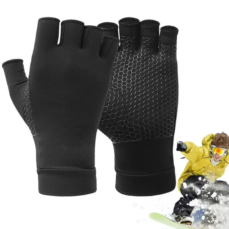 

Compression Gloves Half Finger Copper Hand Gloves With Non-slip Honeycomb Palm Hand Support Wrist Brace Breathable High-elastic