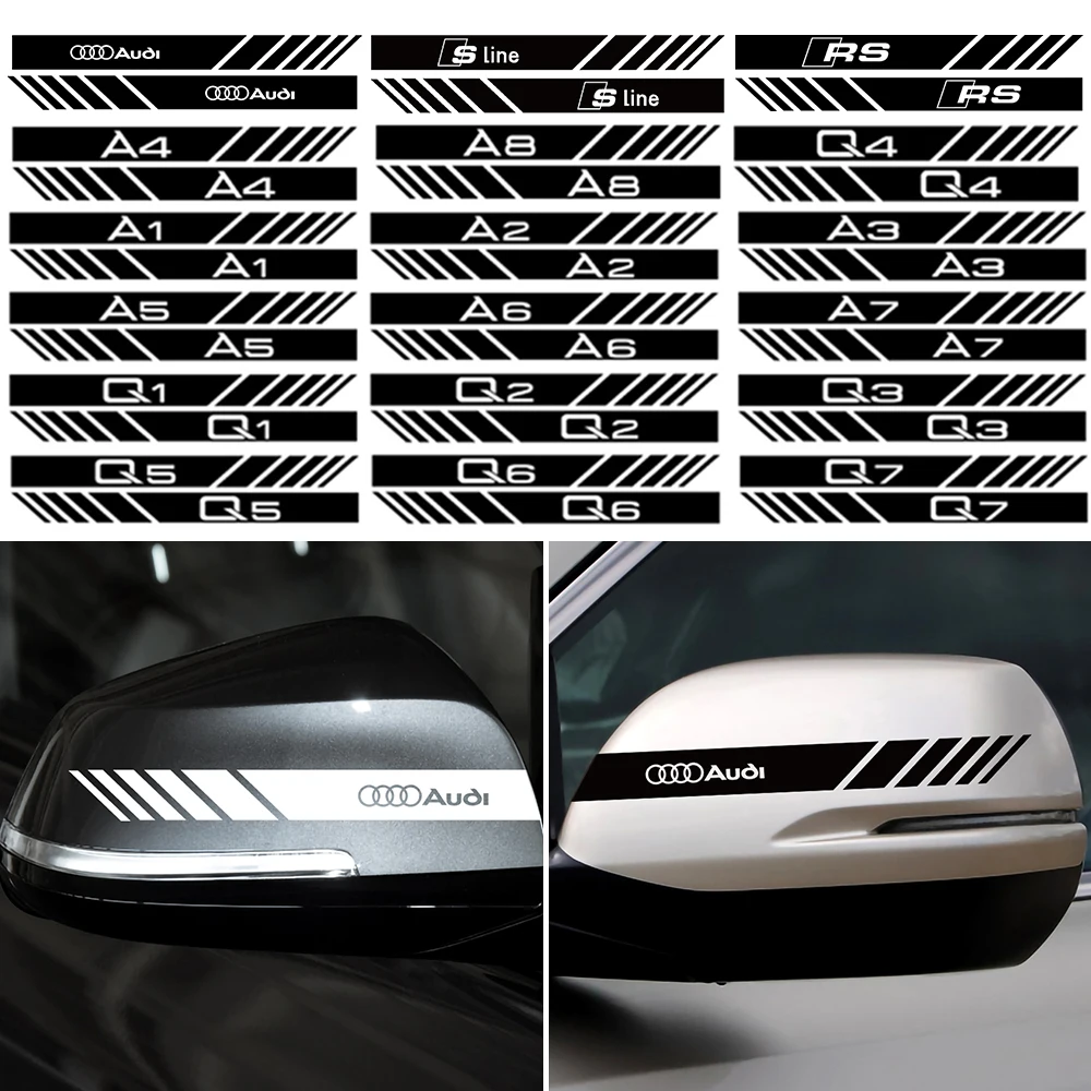 2PCS Car Styling Rearview Mirror Decoration Sticker Vinyl for Audi