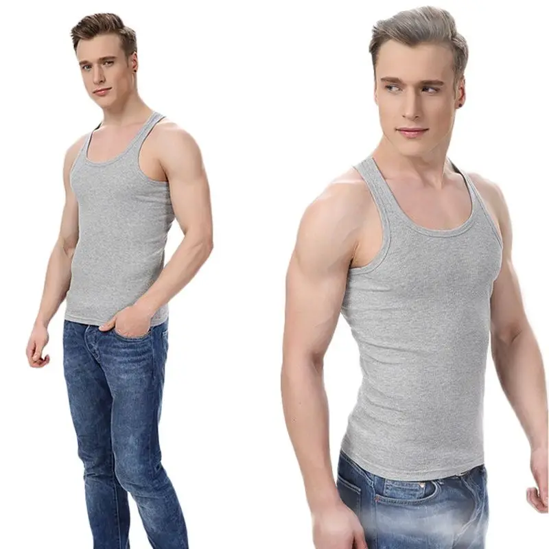 Men's Pure Cotton Undershirt Solid Color Seamless Close-fitting Broad Shoulders V Neck Vest Comfortable T-shirt men underwear men cotton vest
