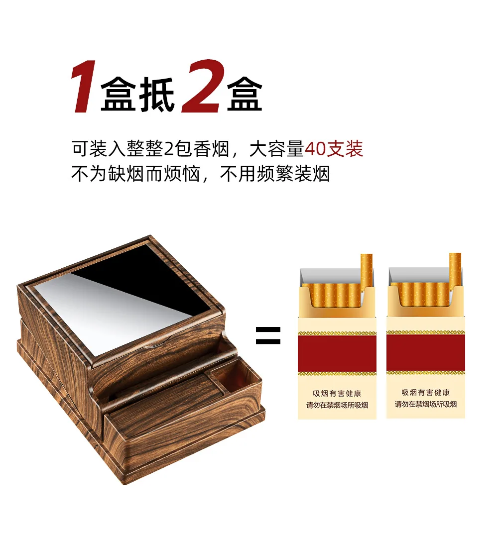 2025 Large Capacity 40 Pcs Automatic Bullet Cigarette Box Moisture proof and Pressure resistant Portable Cigarette Storage Box