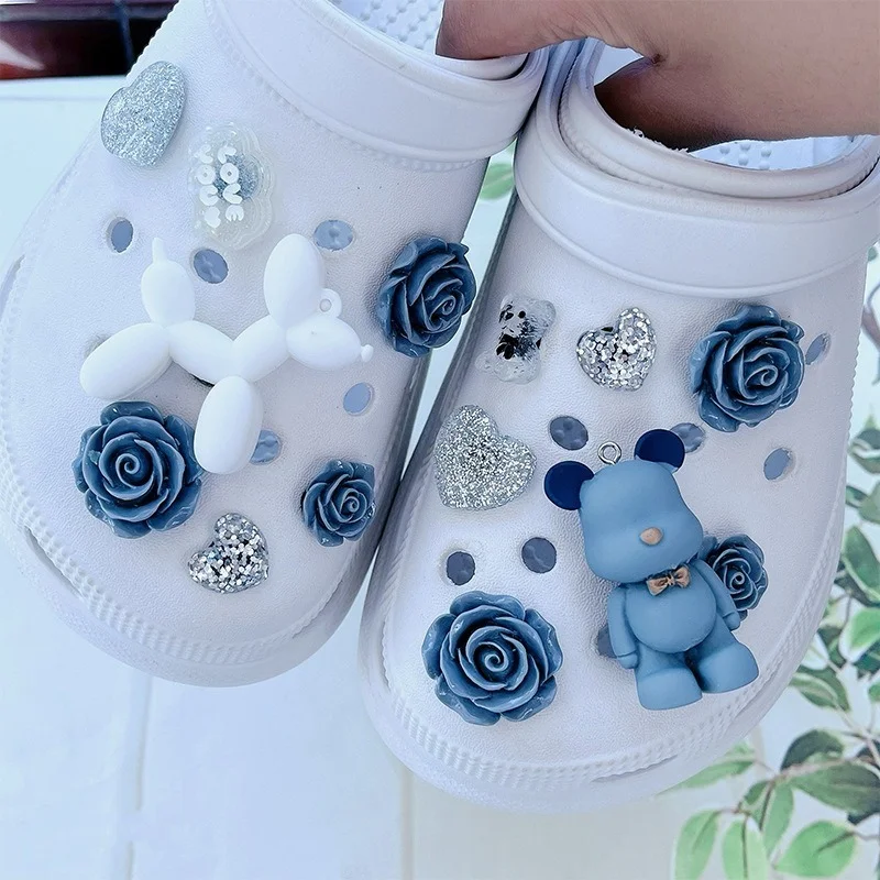 

Cartoon Bow Tie Bear Hole Shoes Shoe Charms Accessories For Croc Shoe Buckle Cute Glasses Bear DIY 3D Shoes Flower Decorations