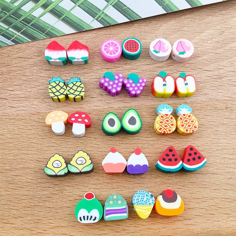 

100pcs/lot Colorful Fruit Shape Polymer Clay Beads Clay Spacer Beads for DIY Bracelets Necklace Earring Jewelry Making Findings