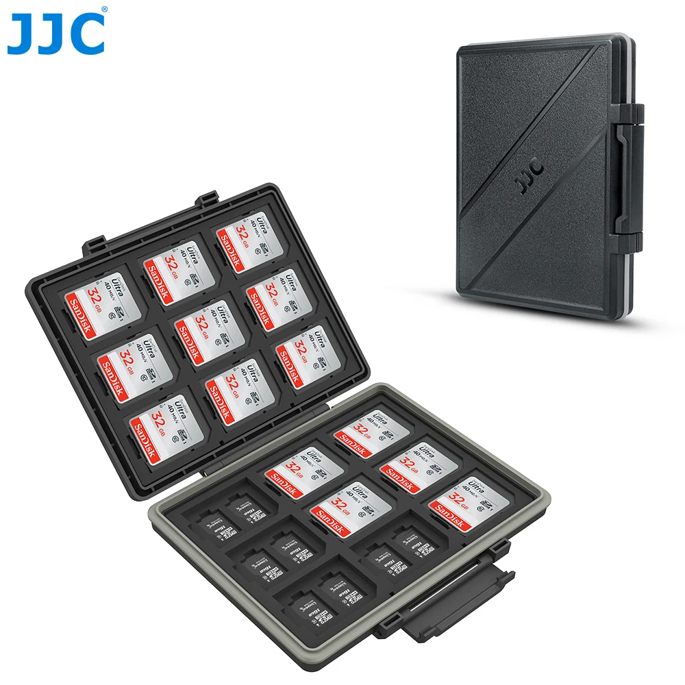 Jjc-titular do Cartão de Memória Impermeável Case Microsd sd Caixa de Armazenamento Anti-estático 18 Cartões sd 36 tf e Micro sd Cards 54 Slots