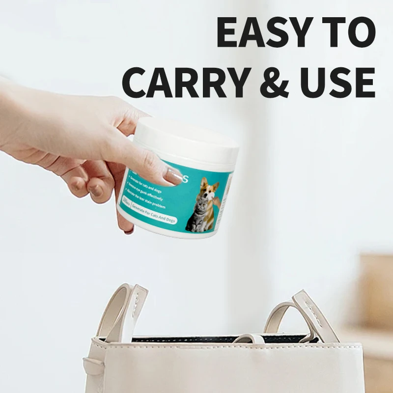 Pet Eye Wipes Cats And Dogs Tearmark Wet Wipes Cats And Dogs Universal No Irritation Cleaning Products 100 Canned pet cleaning wipes