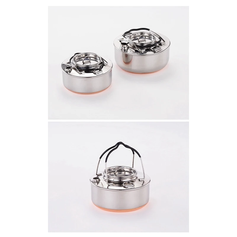 304 Stainless Steel Camping Kettle Portable Outdoor Camping Stainless Steel Copper Bottom Kettle Picnic Tea