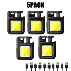 Compact USB Rechargeable LED Keychain Lantern - Multifunctional Portable Camping and Outdoor Work Light - 5Pack