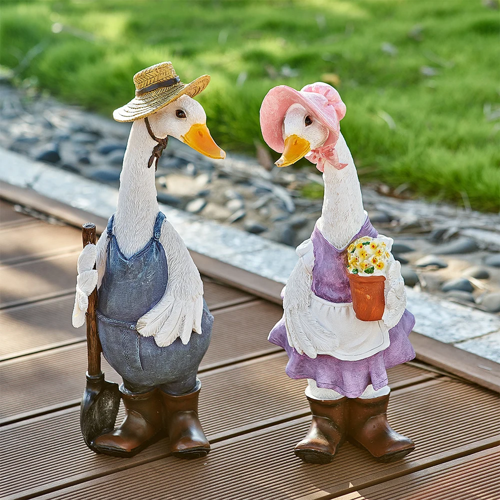 

Home Decor Exquisite Yard Duck Figurine New Classical Style Interior Cabinet Bookcase Accessories Office Desktop Ornament Crafts