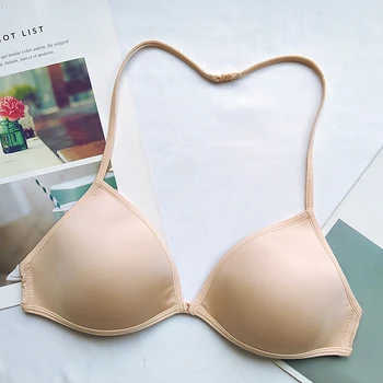 FINETOO Sexy Thin Seamless Bras Women Triangle Cup Underwear Female Beauty Back Front Buckle Bra Cross Straps Tops Lingerie New 4